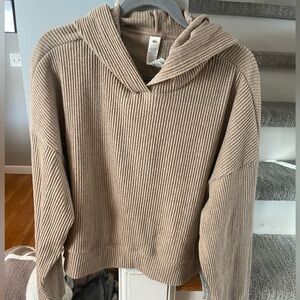 ALO Yoga Ribbed Beige Hoodie